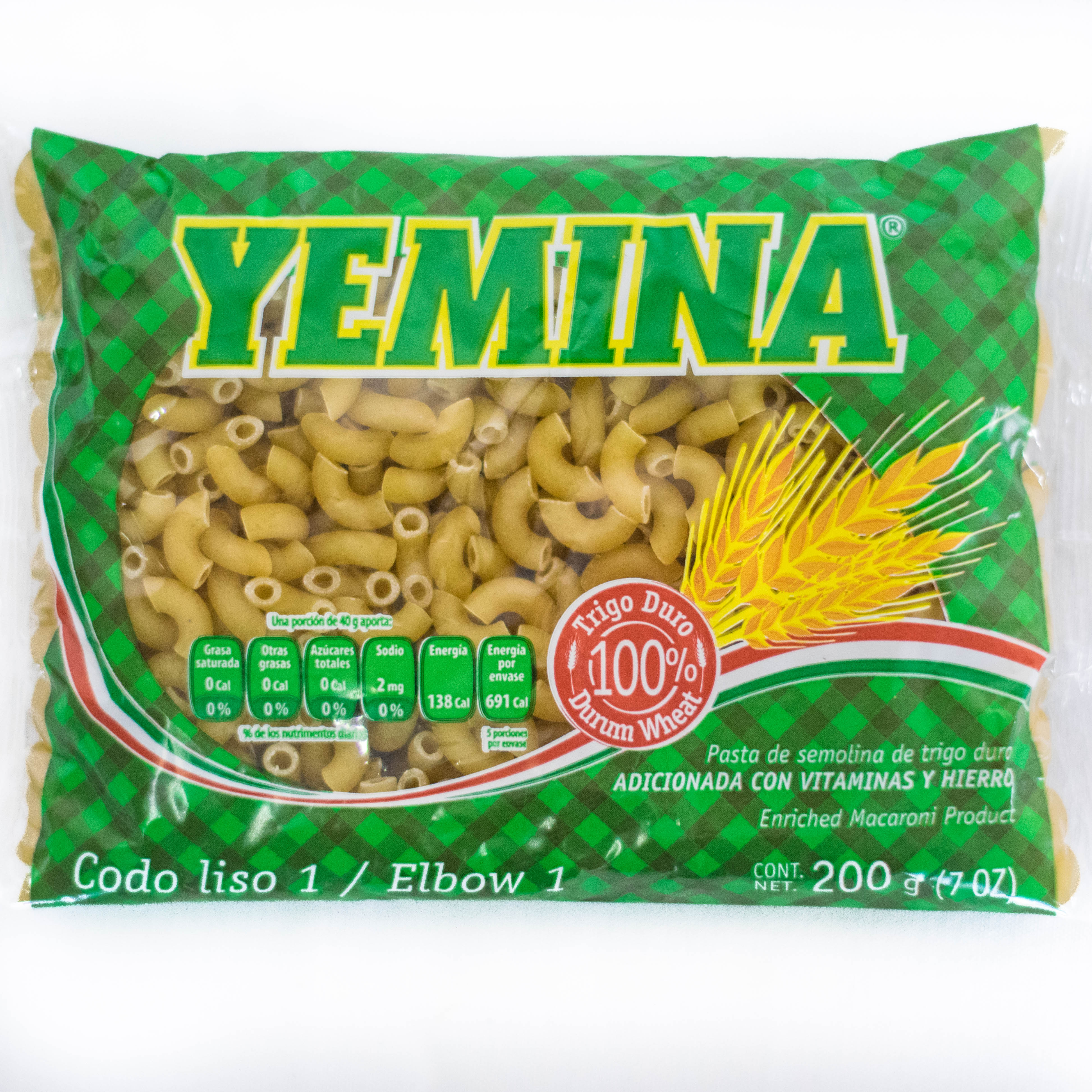 Pasta Yemina Codo Liso #1 200 gr. Pasta Yemina Codo Liso #1 200 gr.