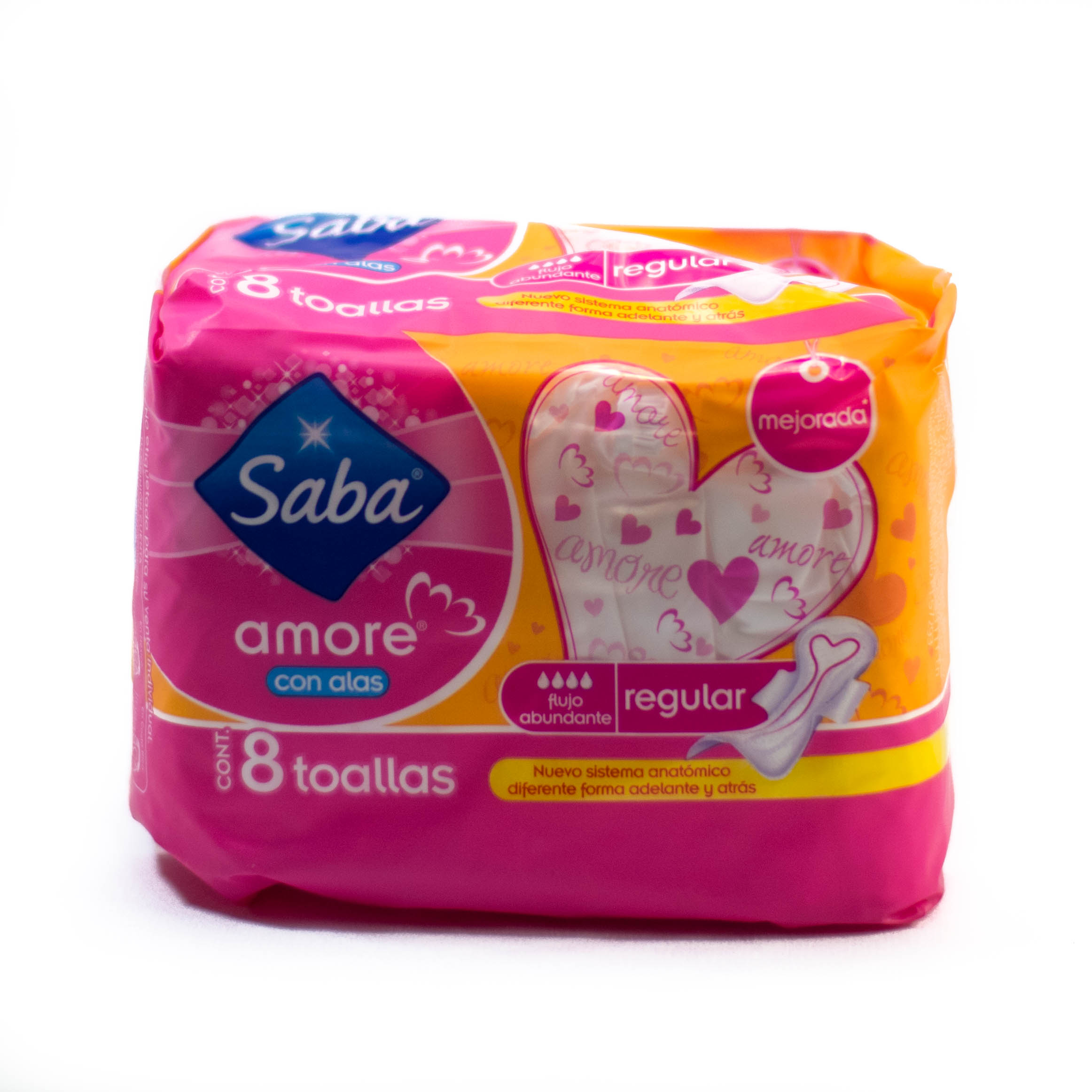 Toallas Femeninas Saba Amore con alas 8 pz. Toallas Femeninas Saba Amore con alas 8 pz.