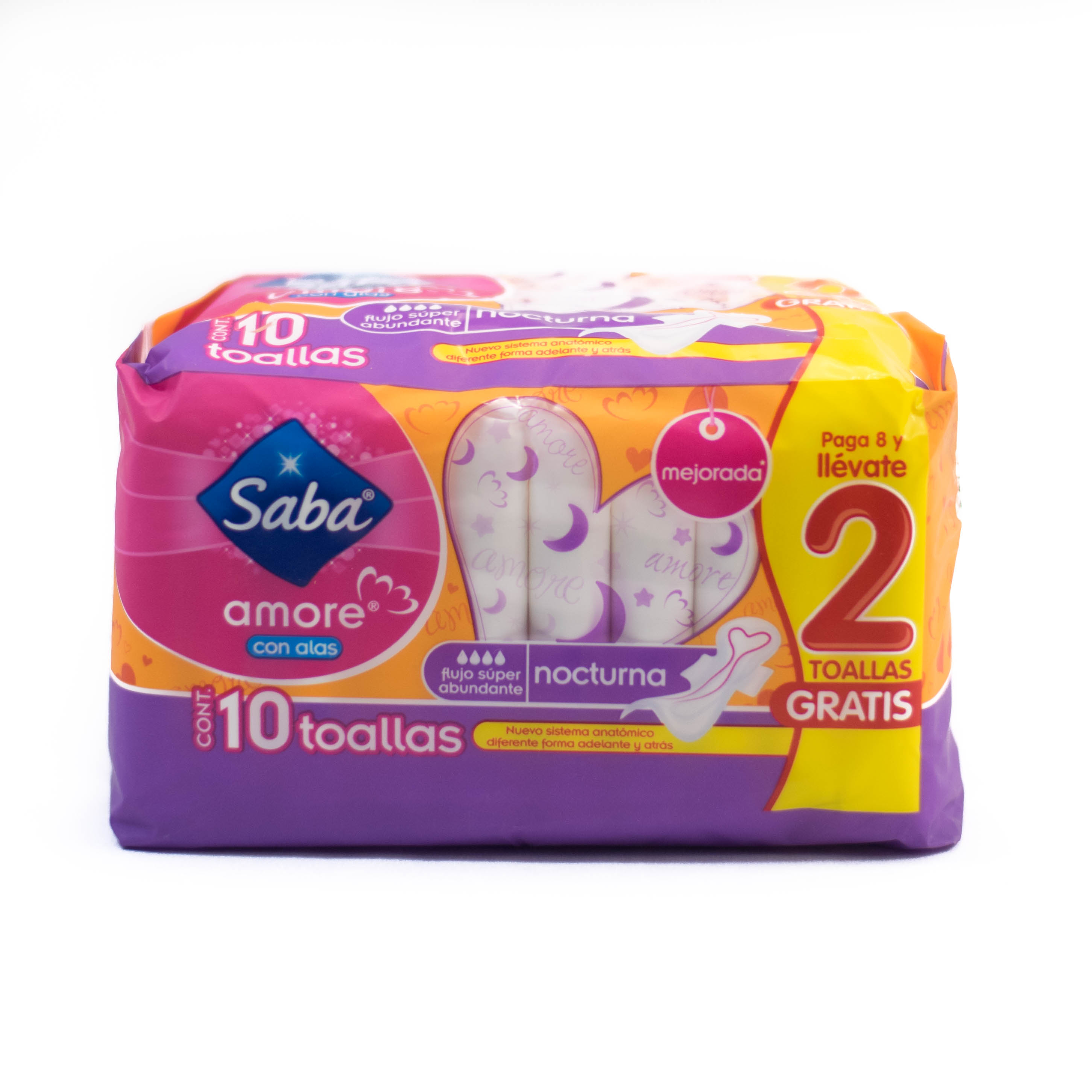 Toallas Femeninas Saba Amore Nocturna Con alas 10 pz. Toallas Femeninas Saba Amore Nocturna Con alas 10 pz.