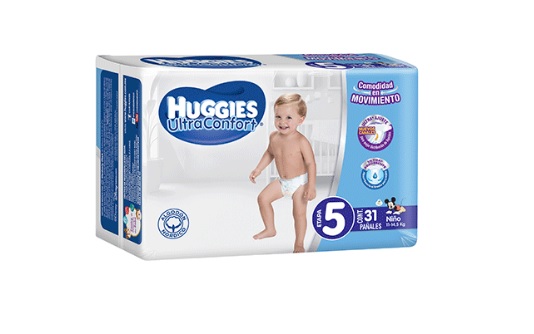 Pañales Huggies UltraConfort Etapa 5 Niño, con 31 pz. Pañales Huggies UltraConfort Etapa 5 Niño, con 31 pz.