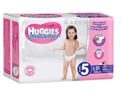Pañales Huggies UltraConfort Etapa 5 Niña, con 31 pz. Pañales Huggies UltraConfort Etapa 5 Niña, con 31 pz.