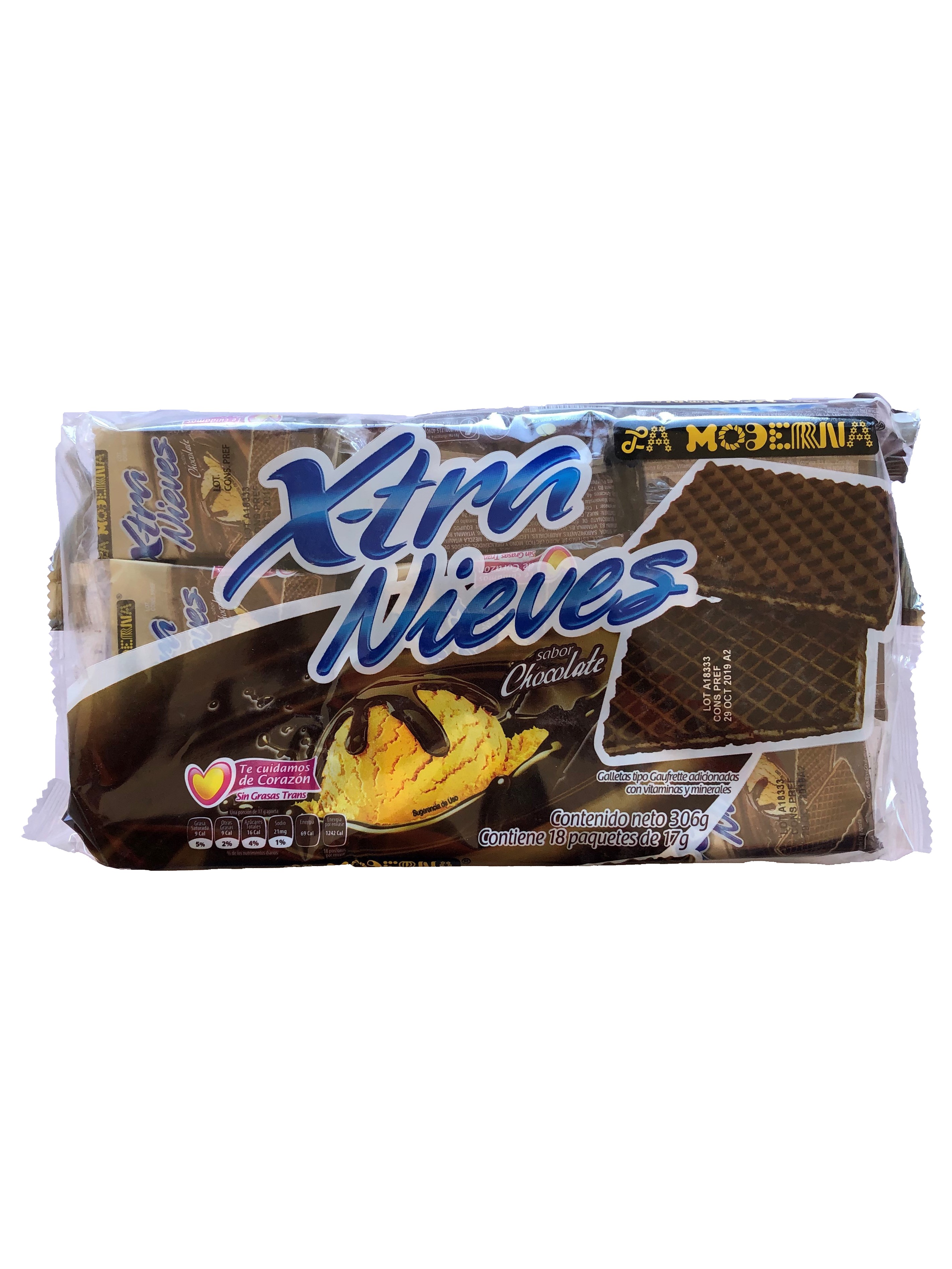 Galletas X-Tra Nieves Chocolate La Moderna 18 Paquetes Galletas X-Tra Nieves Chocolate La Moderna 18 Paquetes