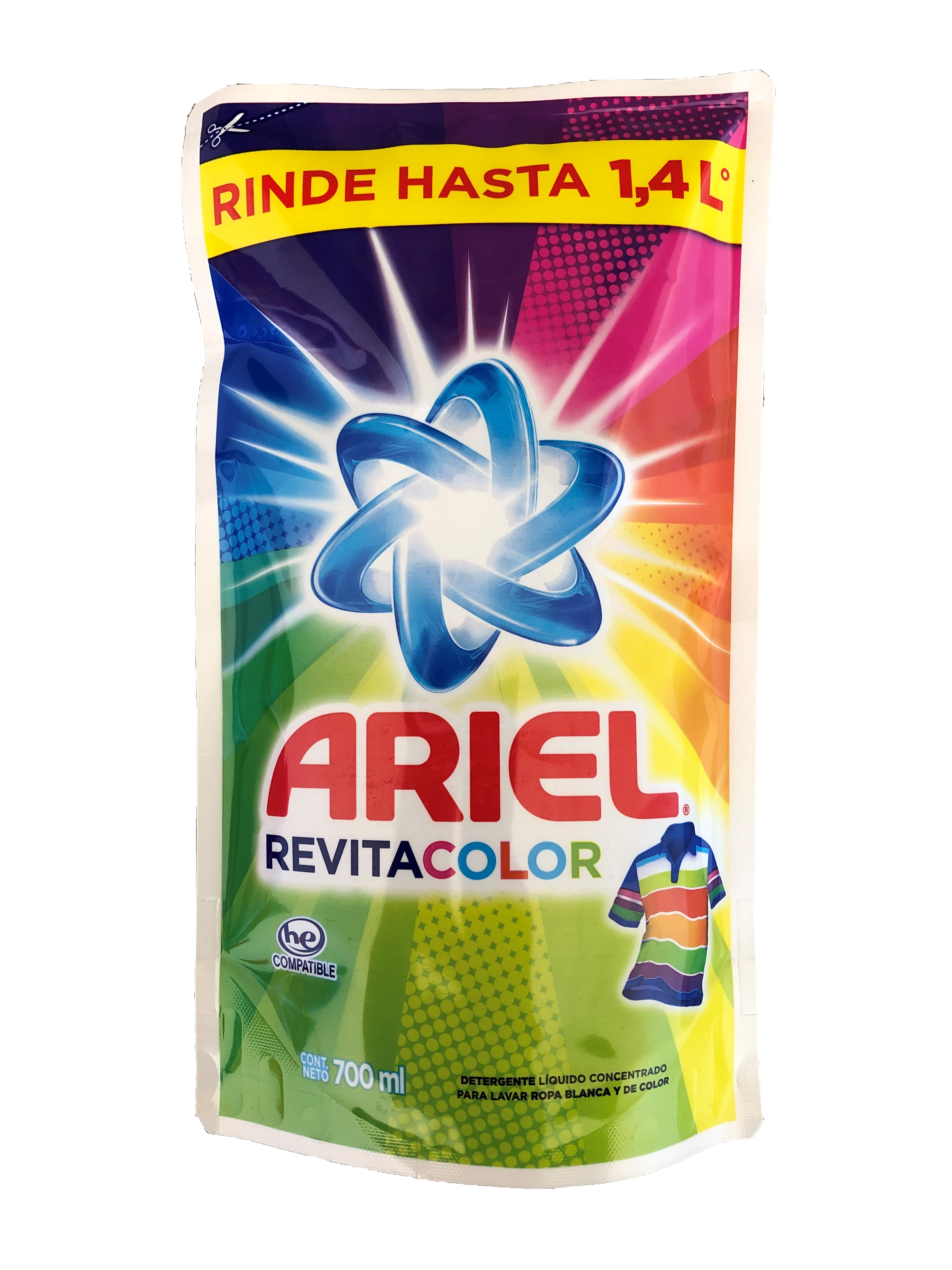 LAOS MX  Prodcut - Detergente Ariel Liquido Revitacolor Rinde Hasta 1,4 L  700 ml